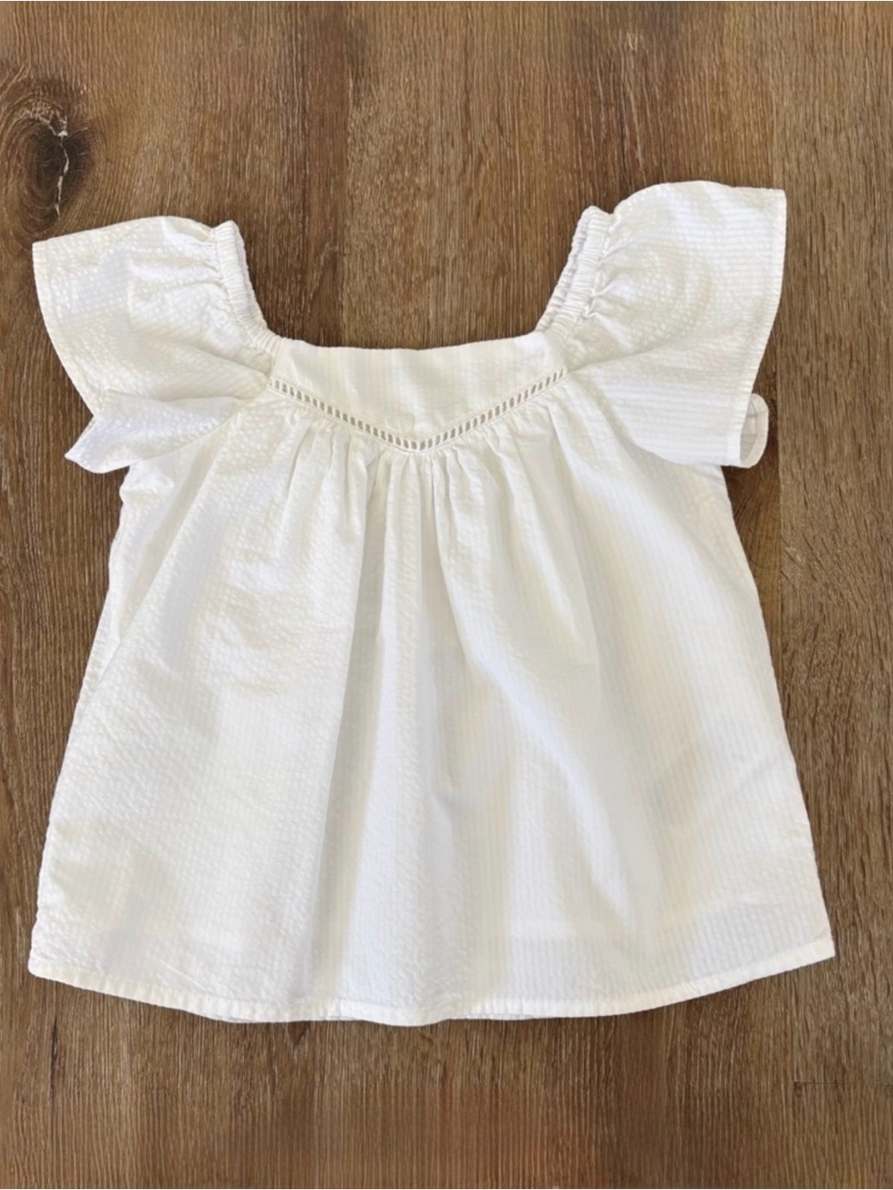 NWOT Janie and Jack White Flutter Sleeve Cotton Seersucker Top Sz: 4T | Summer